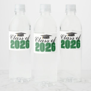 Groene klas van 2026 diploma-uitreikingsfeest waterfles etiket