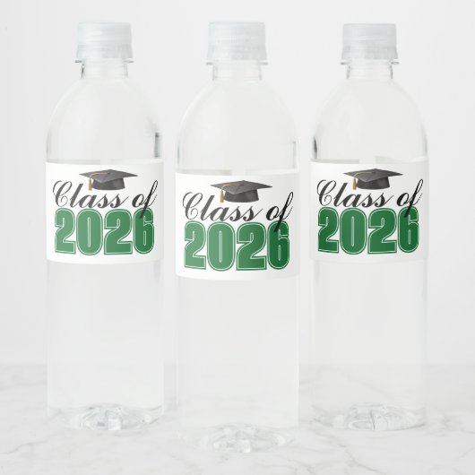 Groene klas van 2026 diploma-uitreikingsfeest waterfles etiket (Flessen)