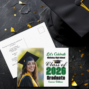 Groene klas van 2026 foto afstudeerfeest uitnodiging briefkaart