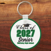 Groene klas van 2027 senior aangepaste middelbare  sleutelhanger (Voorkant)