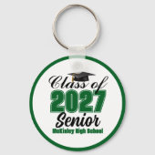 Groene klas van 2027 senior aangepaste middelbare  sleutelhanger (Achterkant)