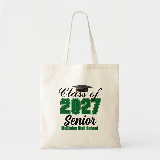 Groene Klas van 2027 Senior Aangepaste Middelbare Tote Bag (Voorkant)