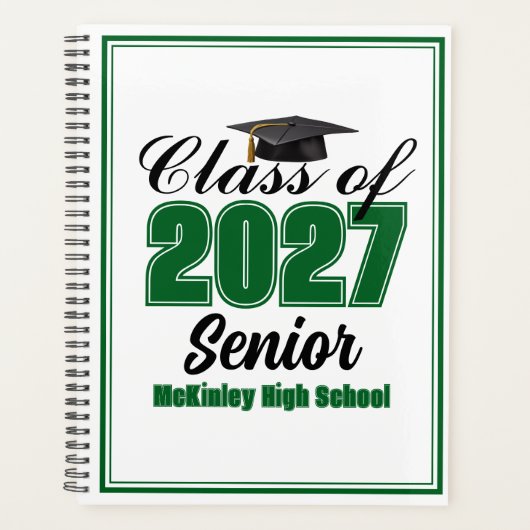 Groene klas van 2027 senior Custom middelbare scho Planner (Voorkant)