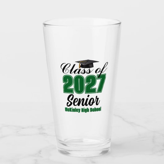 Groene klas van 2027 senioren Custom High School Glas (Voorkant)