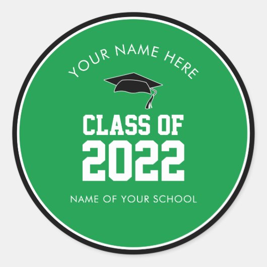 Groene klas van het Afstuderen van de middelbare s Ronde Sticker (Voorkant)