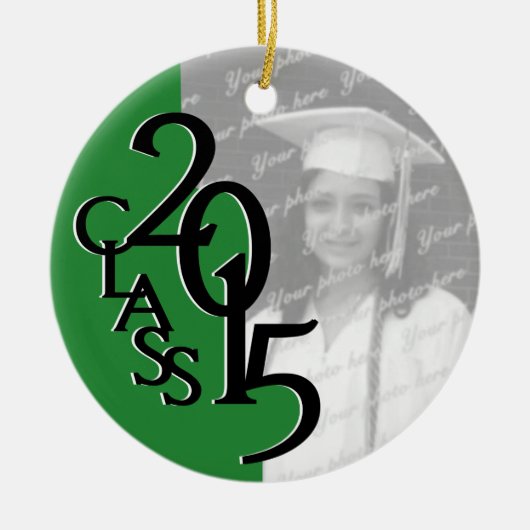 Groene Klasse 2015 Afstuderen Foto Keramisch Ornament (Voorkant)