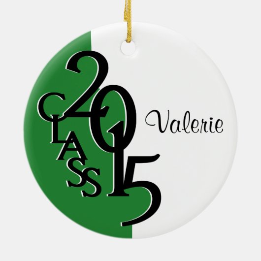 Groene Klasse 2015 Afstuderen Foto Keramisch Ornament (Achterkant)