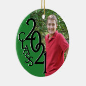 Groene Klasse 2021 Afstuderen Foto Keramisch Ornament (Rechts)
