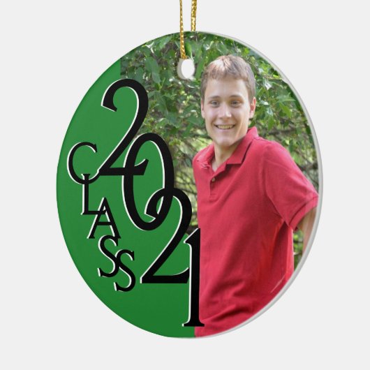 Groene Klasse 2021 Afstuderen Foto Keramisch Ornament (Links)