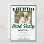 Groene Klasse van 2025 Foto Modern Graduation Part Kaart (Voorkant)