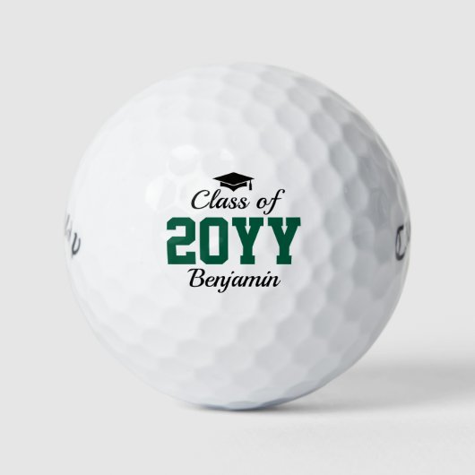 Groene Klasse van 2025 Gepersonaliseerd Afstuderen Golfballen (Voorkant)