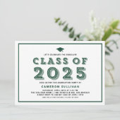 Groene Klasse van 2025 Pet Retro Afstuderen Kaart (Staand voorkant)