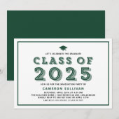 Groene Klasse van 2025 Pet Retro Afstuderen Kaart (Voorkant / Achterkant)