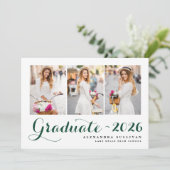 Groene Klasse van 2025 Photo Collage Afstuderen Kaart (Staand voorkant)