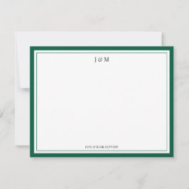 Groene Klassieke Aangepaste Koppel Monogram  Notitiekaartje