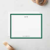 Groene Klassieke Aangepaste Koppel Monogram Notitiekaartje (Voorkant / Achterkant in situ)