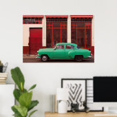 Groene klassieke auto, Cuba Poster (Thuiskantoor)