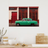 Groene klassieke auto, Cuba Poster (Keuken)