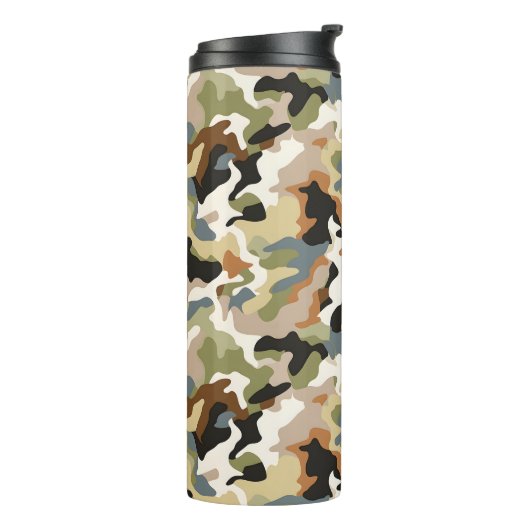 Groene klassieke camouflage thermosbeker (Gedraaid links)