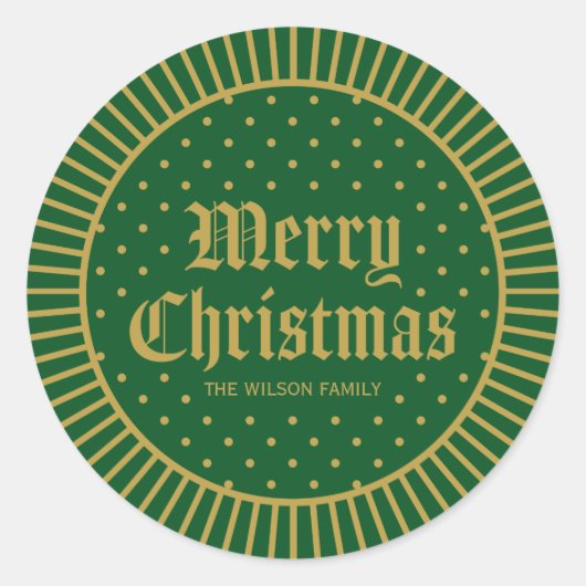 Groene Klassieke Decoratieve Geometrische Vrolijke Ronde Sticker (Voorkant)