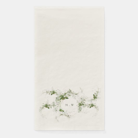 Groene klassieke eucalyptus monogram bruiloft servet (Voorkant)