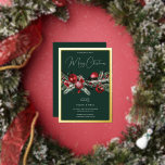 Groene klassieke kerstfeest gouden grens folie uitnodiging<br><div class="desc">Green Classic Christmas Party Gold Border Folie Invitation Bekijk bijpassende artikelen in onze Niche en Nest winkel</div>