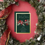 Groene klassieke kerstfeest gouden grens folie uitnodiging<br><div class="desc">Green Classic Christmas Party Gold Border Folie Invitation Bekijk bijpassende artikelen in onze Niche en Nest winkel</div>