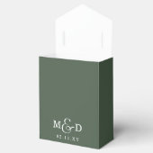 Groene Klassieke Moderne Monogram Huwelijk Bedankdoosjes (Geopend)