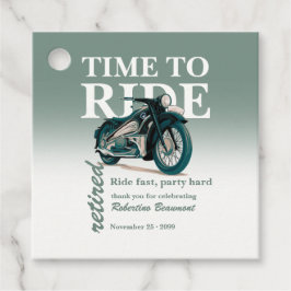 Groene Klassieke Motorfiets Rijd Snel Pensioenfees Bedankjes Labels