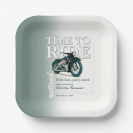 Groene Klassieke Motorfiets Tijd om te Rijden Pens Papieren Bordje