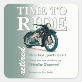 Groene Klassieke Motorfiets Tijd om te Rijden Pens Vierkante Sticker