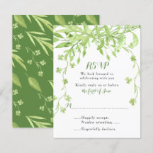 Groene Klaver Bloemen Bruiloft RSVP Kaart
