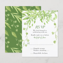 Groene Klaver Bloemen Bruiloft RSVP Kaart
