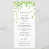 Groene Klaver Bloemen Trouwprogramma Programmakaart (Achterkant)