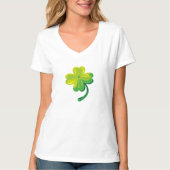Groene klaver dames basic V-hals T-shirt (Voorkant)