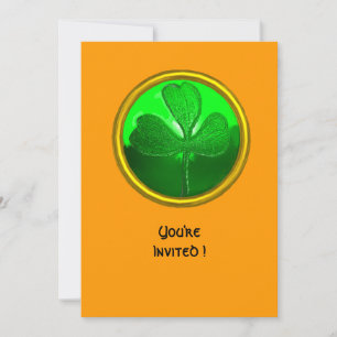 GROENE KLAVER EDELSTEEN, ST. PATRICKS DAG FEESTJE KAART