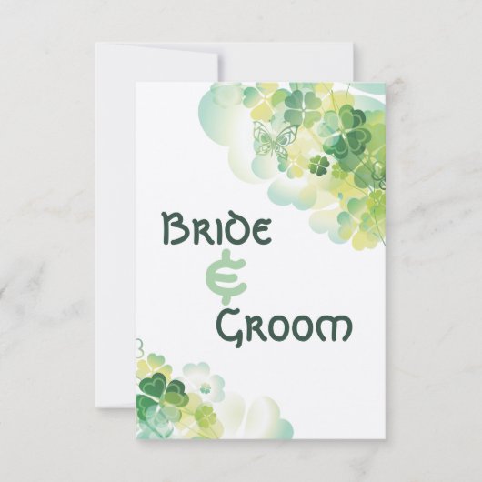 Groene klaver en vlinder hoeken Save the Date Kaart (Voorkant)