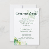 Groene klaver en vlinder hoeken Save the Date Kaart (Achterkant)