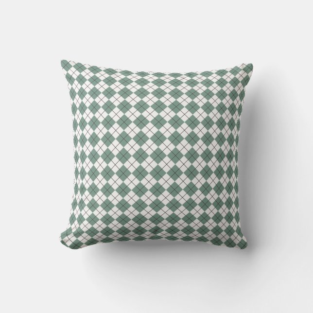 Groene klaver en wit geruit Argyle Patroon Kussen (Voorkant)
