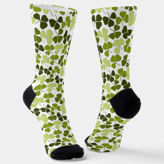 Groene klaver in diverse tinten sokken (Gebogen)