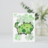 Groene klaver kat briefkaart (Staand voorkant)