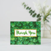 Groene klaver laat achtergrond Dank u Briefkaart (Staand voorkant)