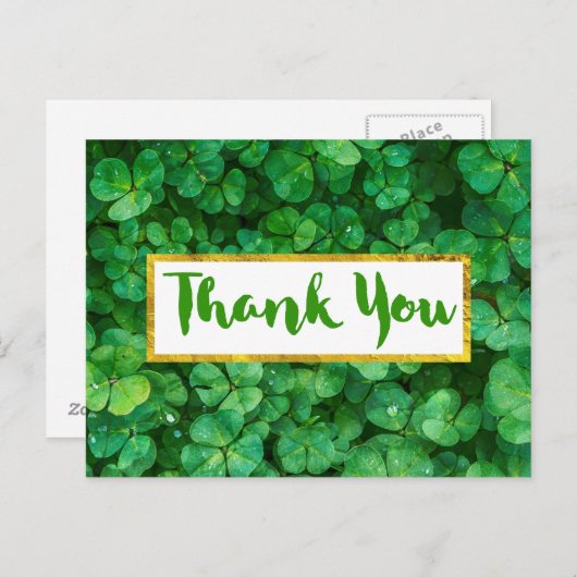 Groene klaver laat achtergrond Dank u Briefkaart (Voorkant / Achterkant)