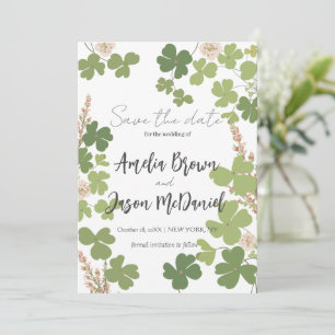 Groene klaver lente bloemen bruiloft Save The Date