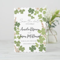 Groene Klaver Lente Wilde Bloemen Trouwen  Save Th