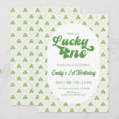 Groene Klaver Lucky One Eerste Verjaardag Kaart (Voorkant / Achterkant)
