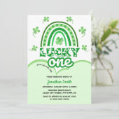 Groene Klaver Lucky One Regenboog Verjaardag Kaart (Staand voorkant)
