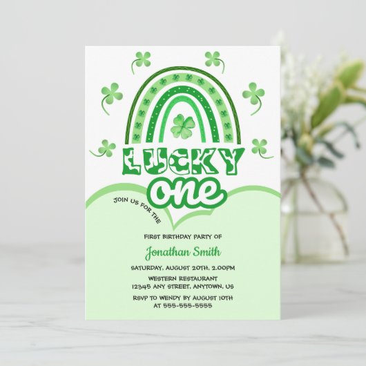 Groene Klaver Lucky One Regenboog Verjaardag Kaart (Staand voorkant)