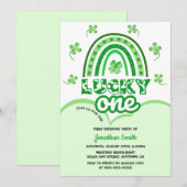 Groene Klaver Lucky One Regenboog Verjaardag Kaart (Voorkant / Achterkant)