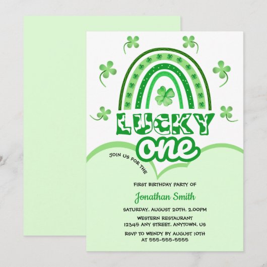 Groene Klaver Lucky One Regenboog Verjaardag Kaart (Voorkant / Achterkant)